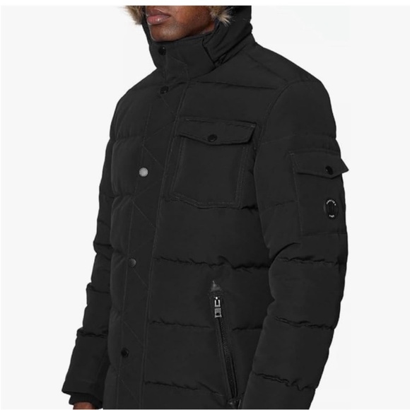 Men's Nautica Black Hooded Puffer Jacket - Picture 4 of 15